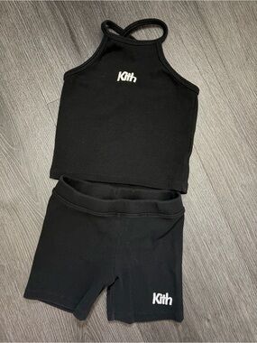Kith Kids Black Ribbed Racerback Tank & Shorts
